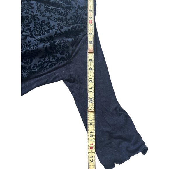 Nine West Crushed Velvet Tunic Top Womens Medium Black Whimsigoth Holiday Boho - Picture 10 of 11